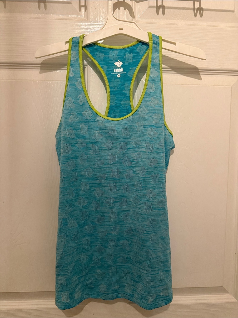 Rabbit Women's Teal Racerback Bunny Hop Tank with Lime Trim
